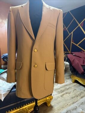 Camel colored Single-Breasted Wool Blazer